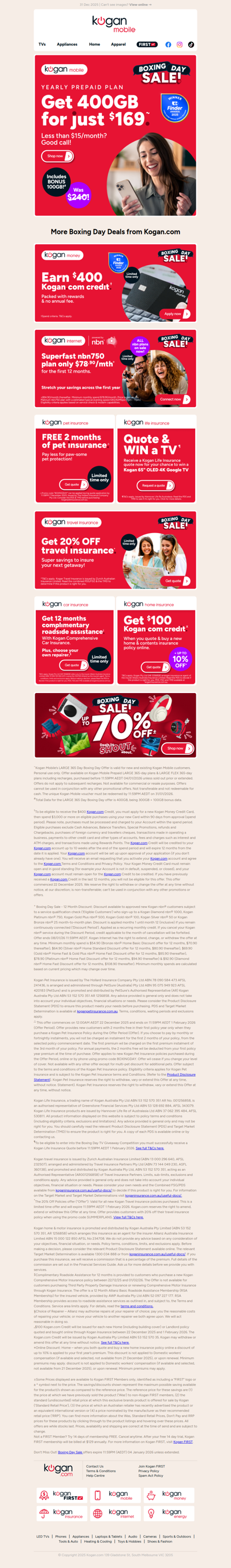 400GB yearly prepaid plan ONLY $169 (WAS $240)! 📱 Boxing Day Sale on NOW!