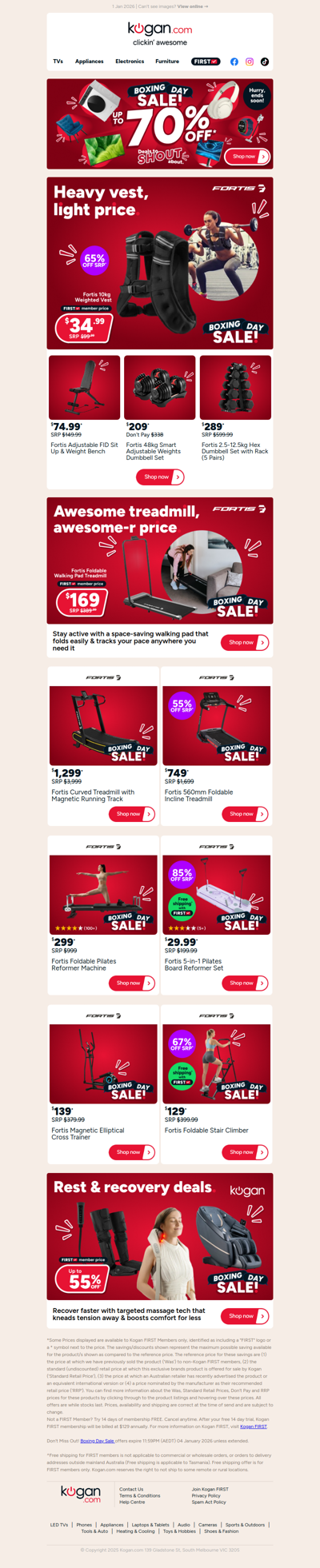 Boxing Day fitness deals 💪 10kg Weighted Vest ONLY $34.99 (65% OFF standard retail price)