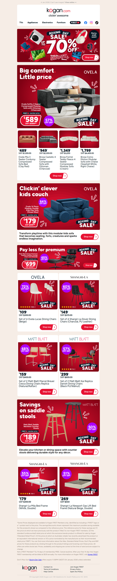 Boxing Day deal 🚨 3 Seater Modular Sofa ONLY $589 (57% OFF standard retail price)