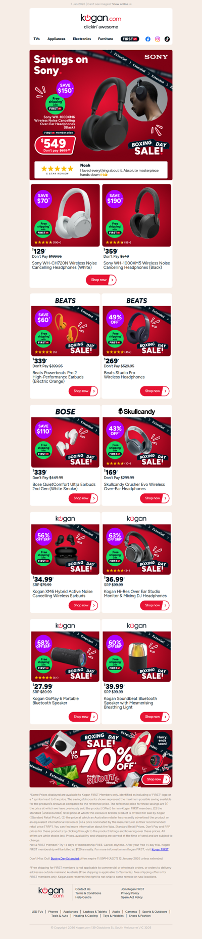 Boxing Day deal 🔥 Save $150 on Sony WH-1000XM6 Noise Cancelling Headphones (Don't Pay $699.95 at another store)