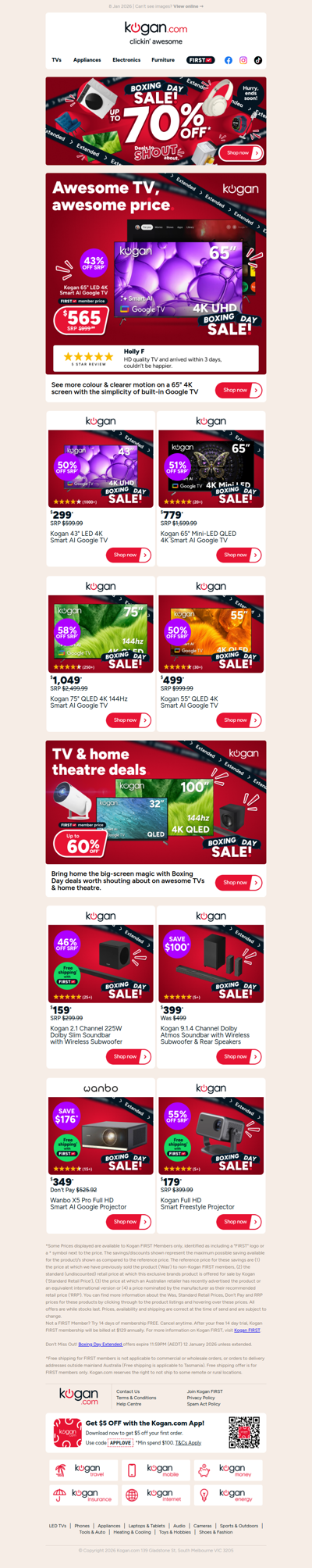 Boxing Day deal 🔥 Kogan 65