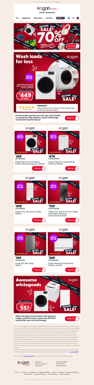 Up to 55% OFF whitegoods in our extended Boxing Day Sale, hurry ends tomorrow!