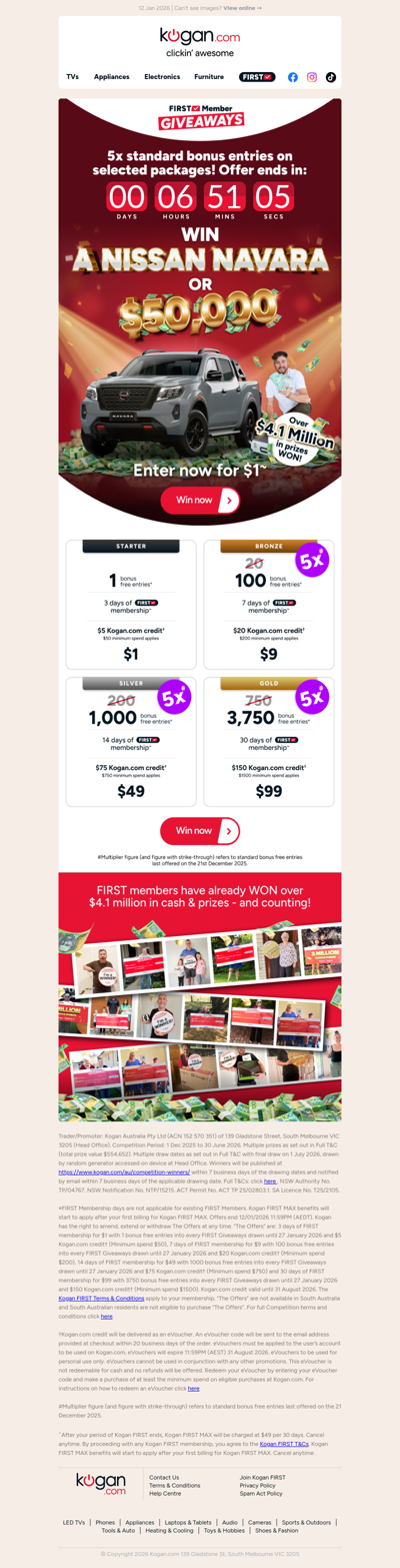 Xasd: Want to win a NISSAN NAVARA or $50K CASH? 🚨 5X standard Bonus Entries ends TONIGHT!