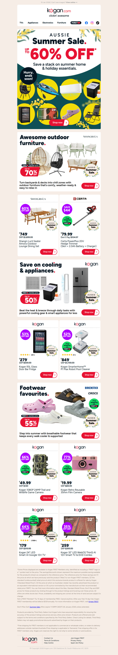 Up to 60% OFF cooling, outdoor furniture & more in our Summer Sale, on now!