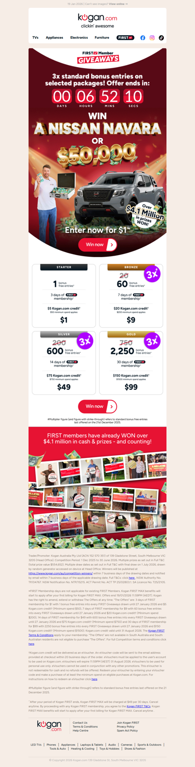 Xasd, ENDS MIDNIGHT: Triple Bonus Entries to WIN the NISSAN NAVARA or $50K!