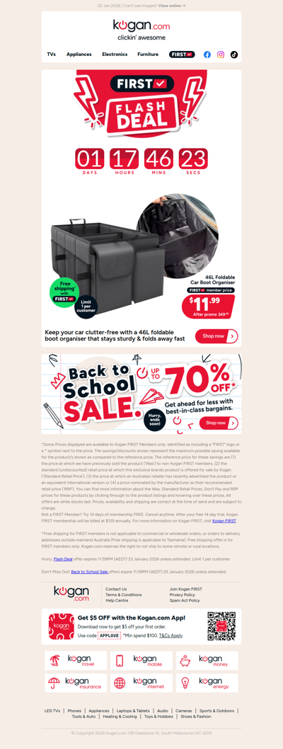 HURRY, ENDS TOMORROW 🚨 46L Foldable Car Boot Organiser ONLY $11.99 (Rising to $49.99)