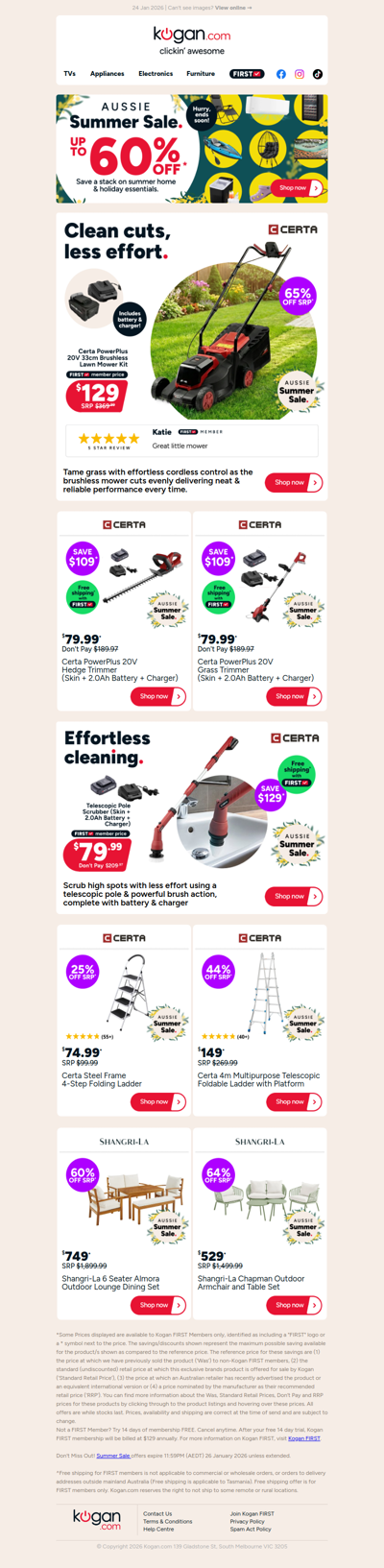 Certa 20V Brushless Lawn Mower ONLY $129 (65% OFF standard retail price)