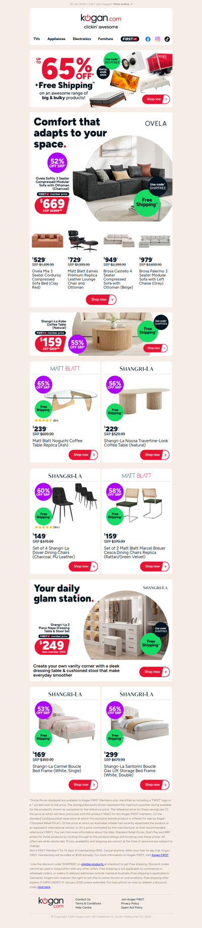 Ovela 3 Seater Modular Sofa NOW $669 + free shipping (52% OFF standard retail price)