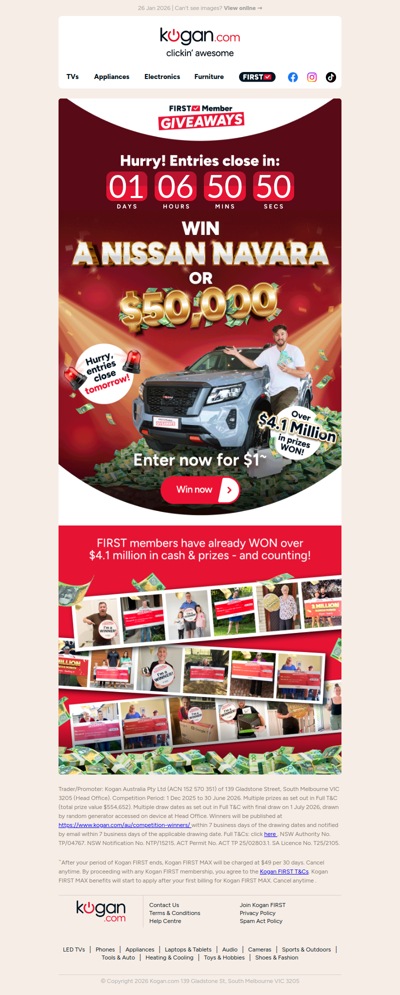 🚨Xasd, are you about to WIN A NISSAN NAVARA or $50K CASH?! LAST CHANCE, ENTER NOW FOR $1