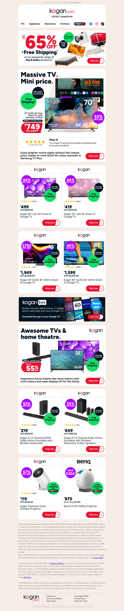 Free Shipping TV Deal 🚚 70