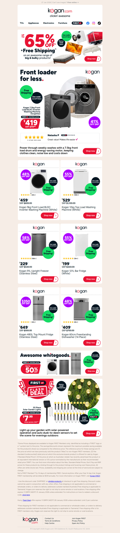 Up to 50% OFF Whitegoods in Our Free Shipping Sale!