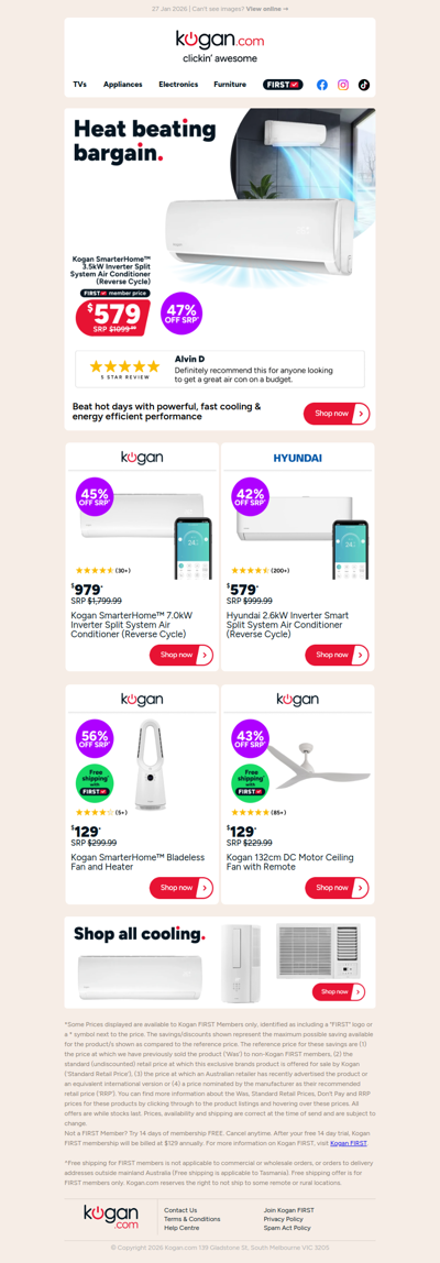 Protect your home & family from sweltering temps 🥵 Split System 3.5kW Air Con ONLY $579 (47% OFF standard retail price)