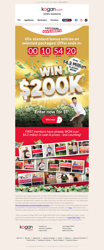 ON NOW: WIN $200K TAX-FREE CASH!💰MASSIVE 20x standard Bonus Entries ENDS TONIGHT