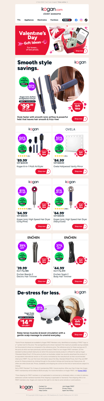 Valentine's Day gift idea ❤️ Kogan Straightener and Dryer ONLY $99.99 (50% OFF standard retail price)