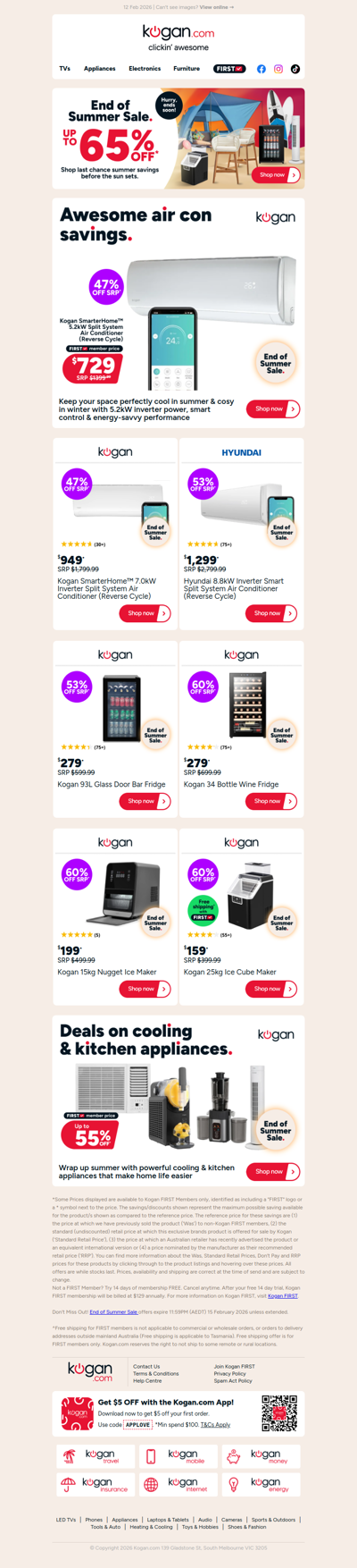 Up to 55% OFF Cooling & Kitchen Appliances in our End of Summer Sale!