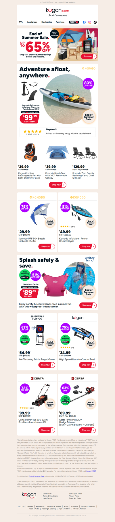 Up to 65% OFF in our End of Summer Sale, ENDS TOMORROW! ☀️