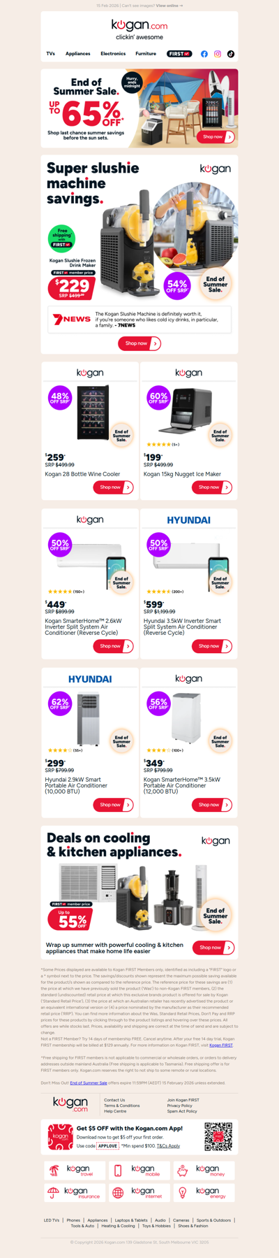 HURRY ENDS MIDNIGHT!  ☀️ Up to 55% OFF cooling & kitchen appliances in our End of Summer Sale!