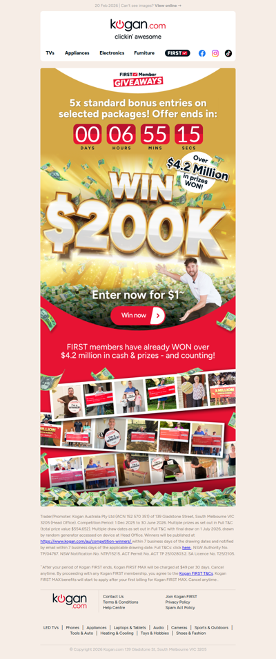 WIN $200,000 TAX-FREE CASH! Hurry - ENTER NOW