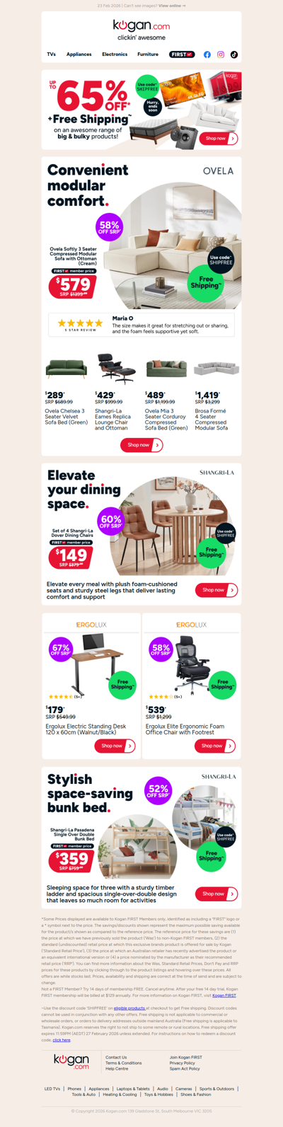 Free Shipping deal 🛋️ 3 Seater Modular Sofa NOW $579 + FREE shipping (58% OFF standard retail price)