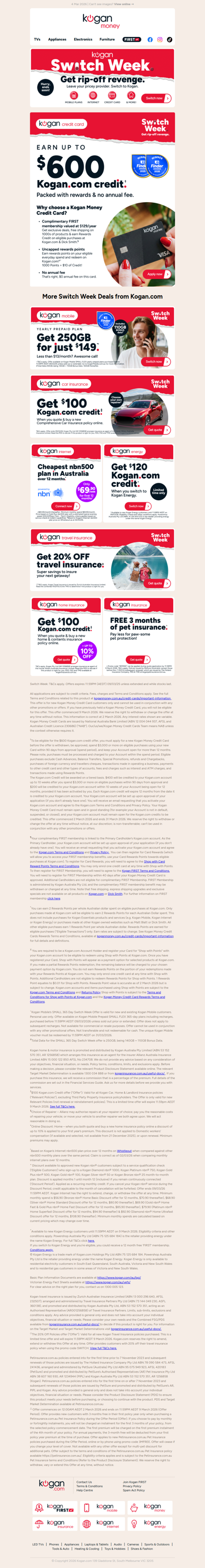 Earn up to $600 Kogan.com credit† with a Kogan Credit Card this Switch Week! 😮