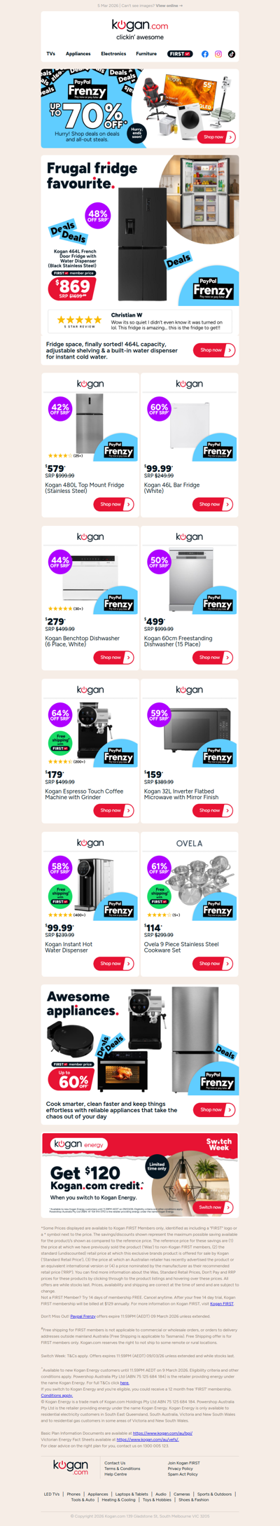 Up to 60% OFF appliances in our PayPal Frenzy Sale!