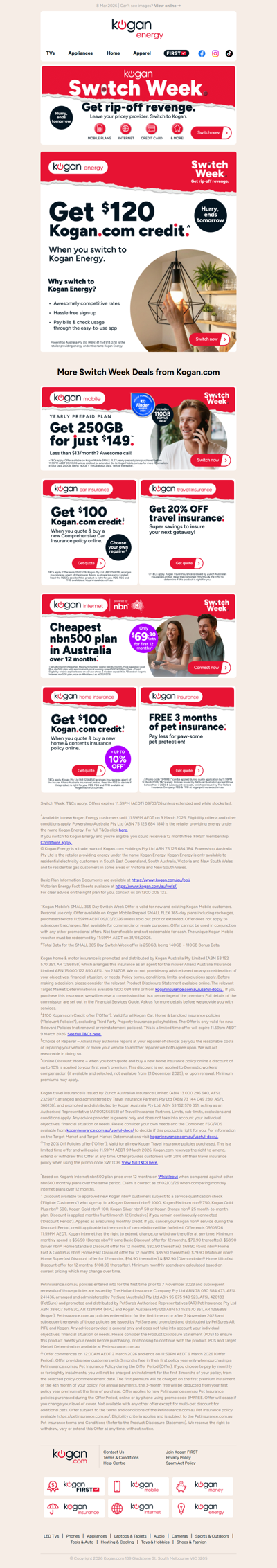 EXCLUSIVE Switch Week Kogan Energy offer ⚡ $120 Kogan.com credit + FREE FIRST Membership (valued at $129)^