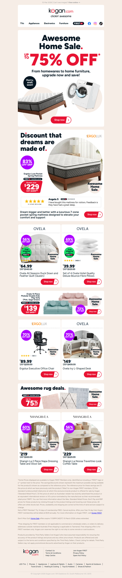 Up to 75% OFF in our Awesome Home Sale 🏠 Upgrade and save on homewares, home furniture & more!