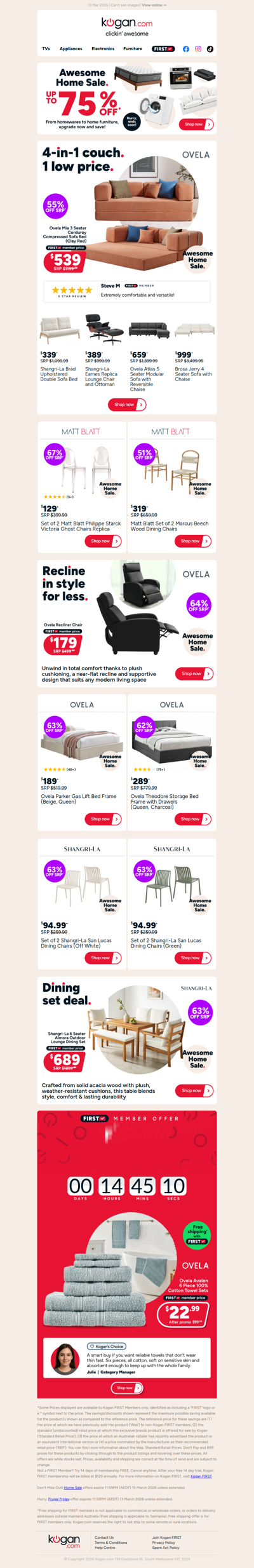 Home Sale deal 🏠 3 Seater Corduroy Sofa ONLY $539 (55% OFF standard retail price)