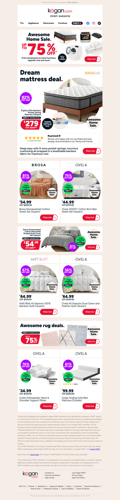 Warning: May Cause Naps 💤 Ergolux Spring Mattress (Queen) ONLY $279 (82% OFF standard retail price)