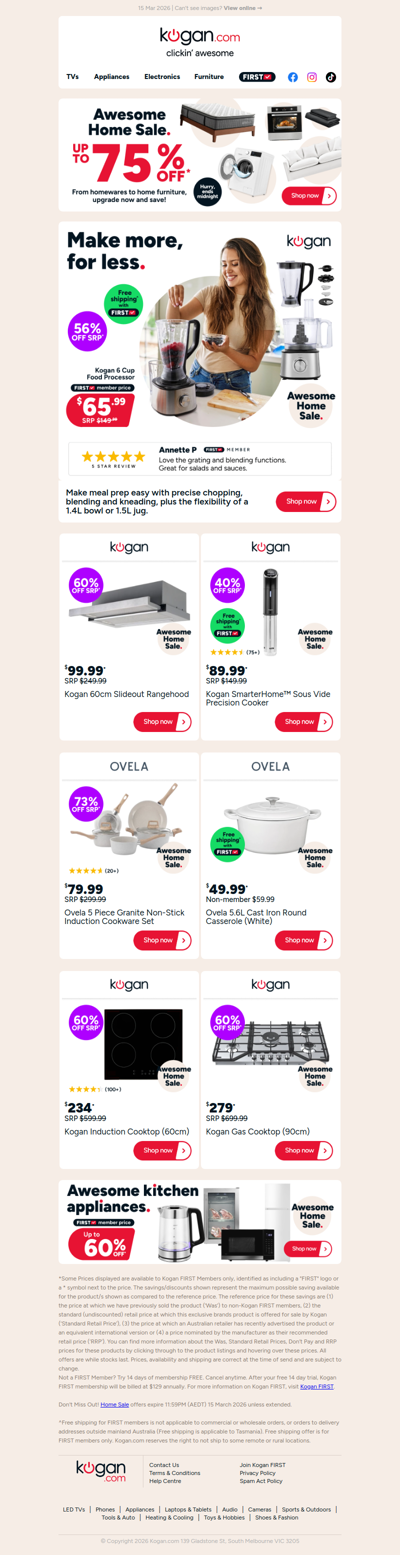 Cut Cooking Time 🔥 Kogan Food Processor ONLY $65.99 (That's 56% OFF standard retail price)