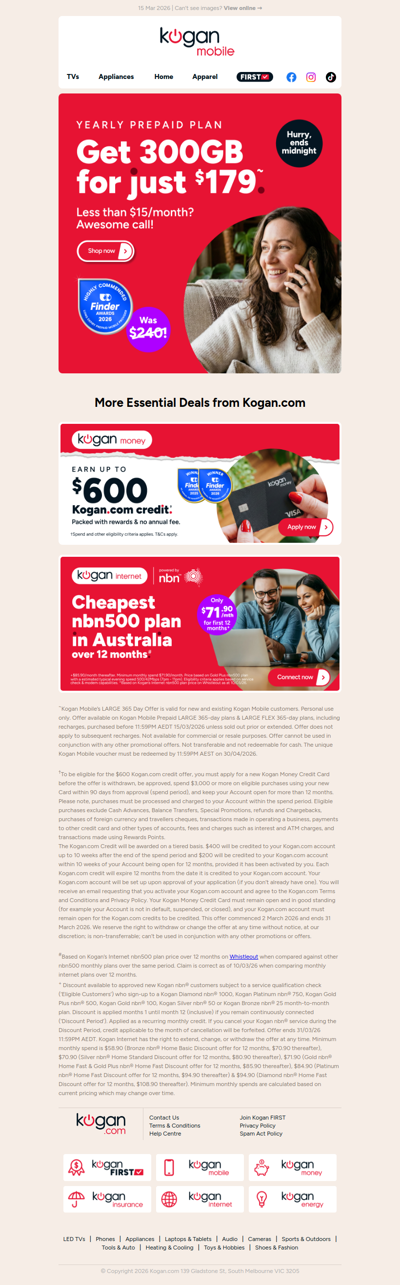 LAST CHANCE: 300GB of data for ONLY $179 with Kogan Mobile! 📱