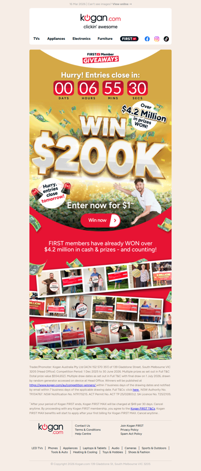 LAST CALL! ⏰ Your chance to WIN $200K CASH ENDS TONIGHT!