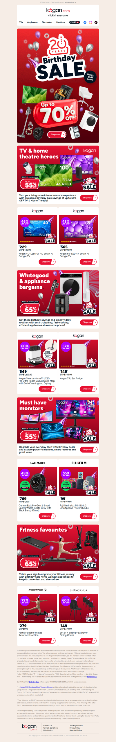 Birthday Sale ON NOW 🎂 Up to 70% OFF awesome TVs, tech, appliances and more!