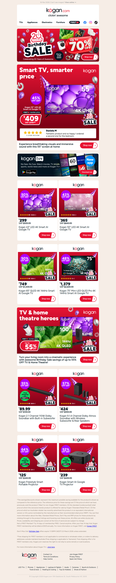 Birthday Sale Deal 🎉 Kogan 55