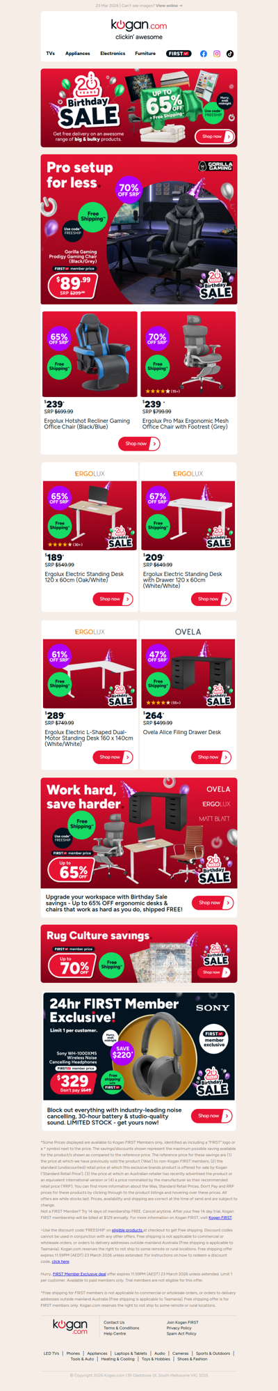 Hurry, up to 65% OFF Office Furniture + Free Shipping ENDS MIDNIGHT 🎂