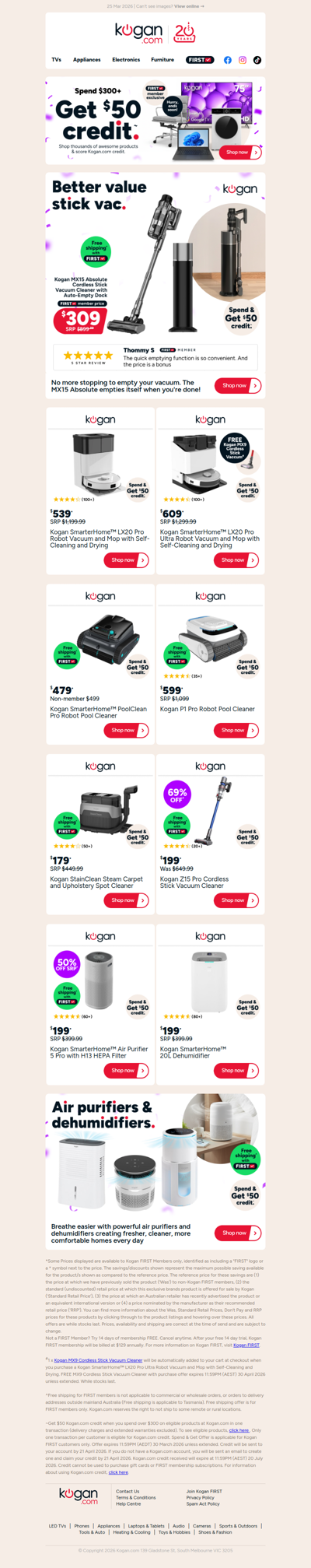 Auto-Empty Stick Vac NOW $309 + Free Shipping and Get $50 Credit!