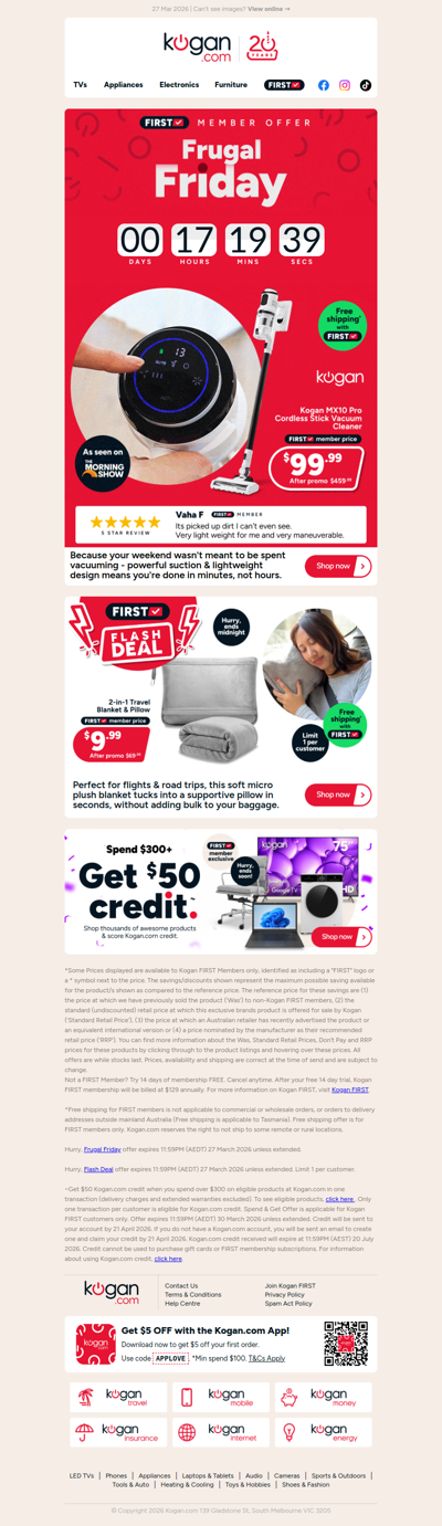 TODAY ONLY! 🚨 Kogan Pro Stick Vac Cleaner ONLY $99.99 (Rising to $459.99)