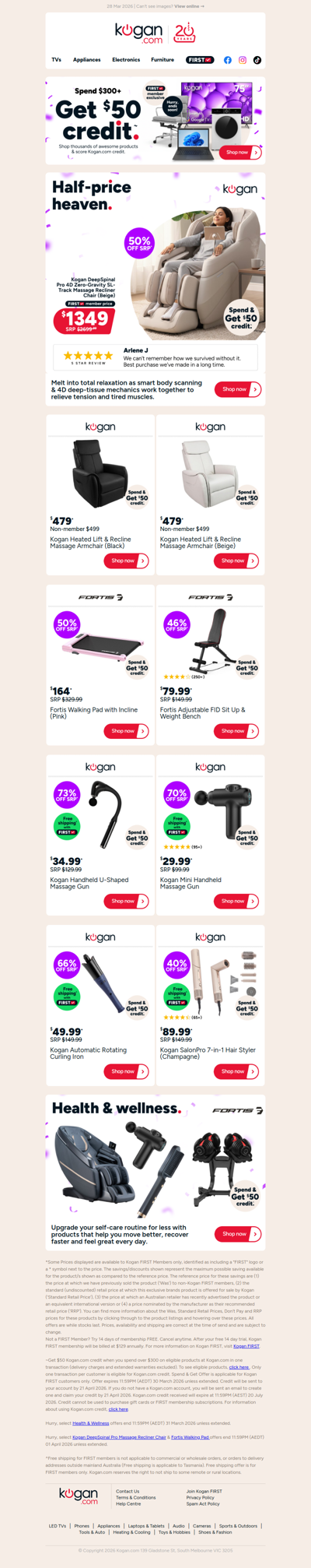 Spend $300+ and get $50 credit on these awesome health & wellbeing products 💆‍♀️