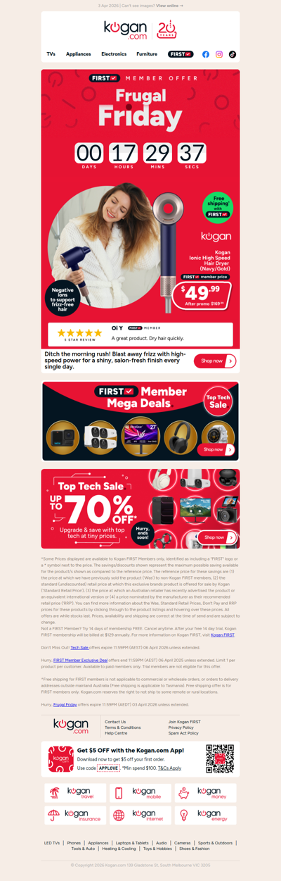 TODAY ONLY! 🚨 Kogan Ionic Hair Dryer ONLY $49.99 (Rising to $169.99)