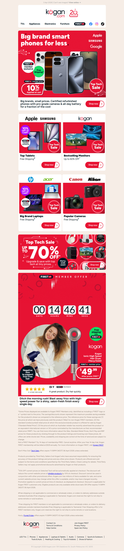 Take 10% OFF Big Brand Smartphones, Laptops & more in our Top Tech Sale!