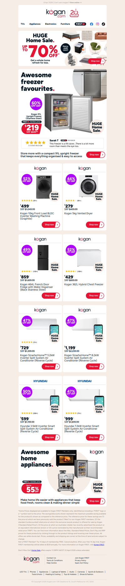 Up to 55% OFF awesome home appliances in our Huge Home Sale!