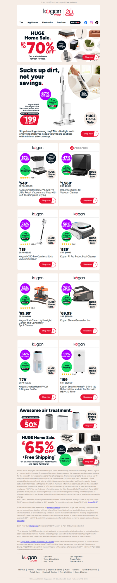 Kogan MX15 Ultralight Stick Vac with Auto-Empty Dock ONLY $199 (67% OFF standard retail price)