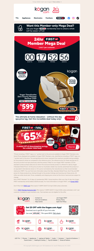 TODAY ONLY! 🚨 Zero-Gravity Massage Recliner NOW $599 (Rising to $899 Tomorrow) FIRST Member Exclusive 😎