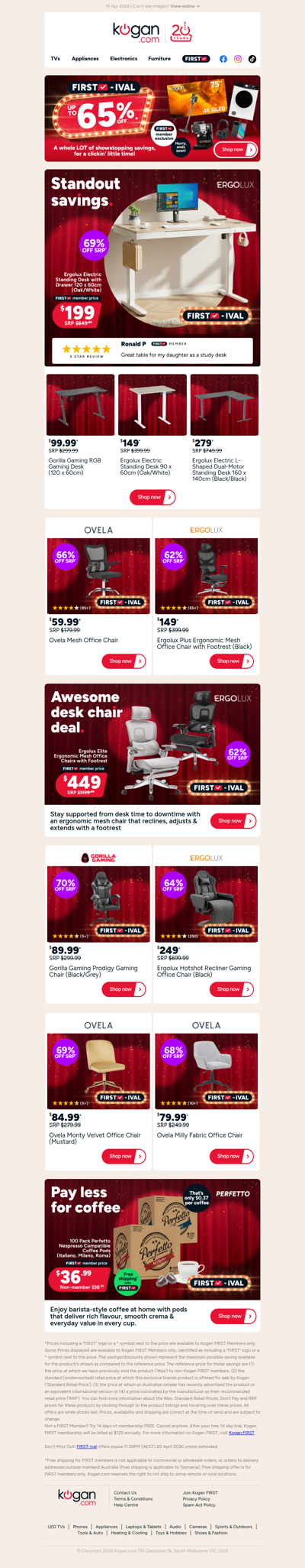 Electric Standing Desk with Drawer ONLY $199 in our FIRST-ival Sale (69% OFF standard retail price)