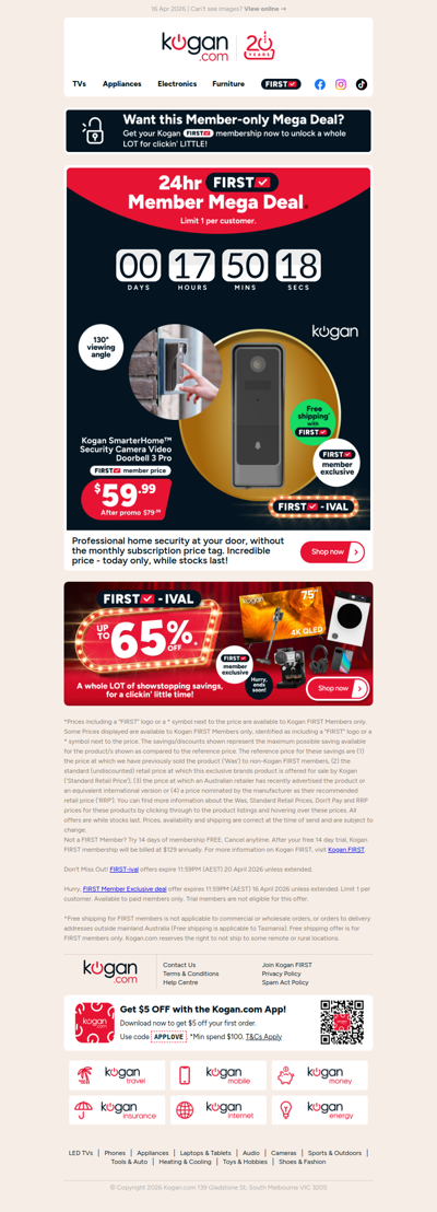 TODAY ONLY! 🚨 SmarterHome™ Security Video Doorbell NOW $59.99 (Rising to $79.99 Tomorrow) FIRST Member Exclusive 😎