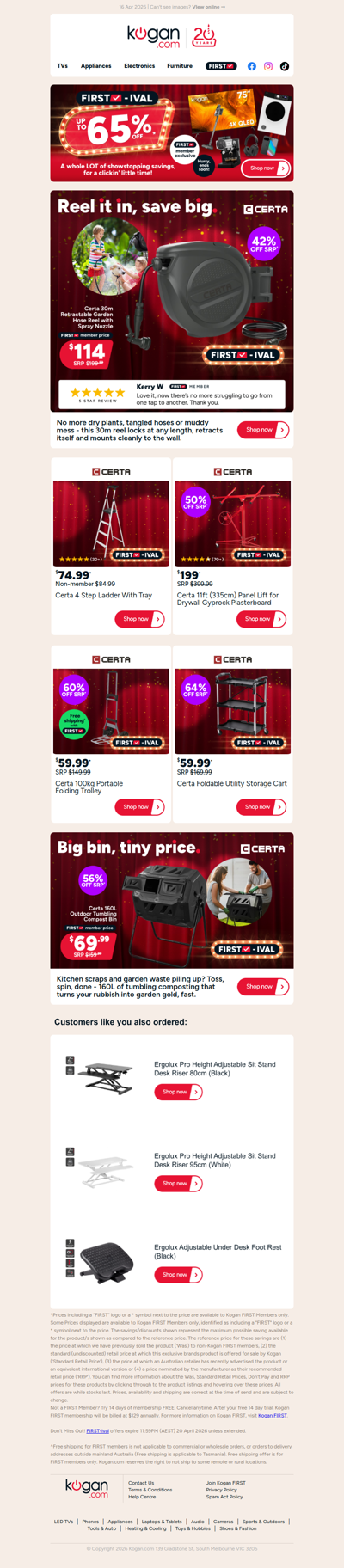 30m Retractable Garden Hose NOW $114 (42% OFF standard retail price)