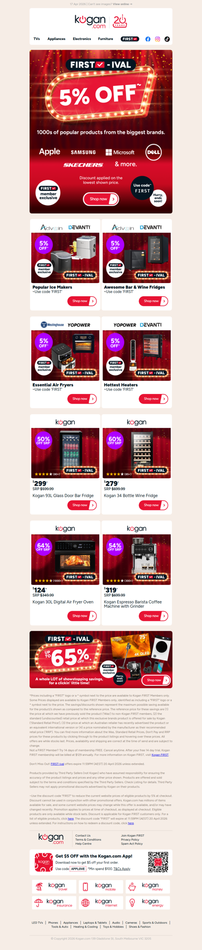 Apple, Samsung & more - Get 5% off thousands of products with code!