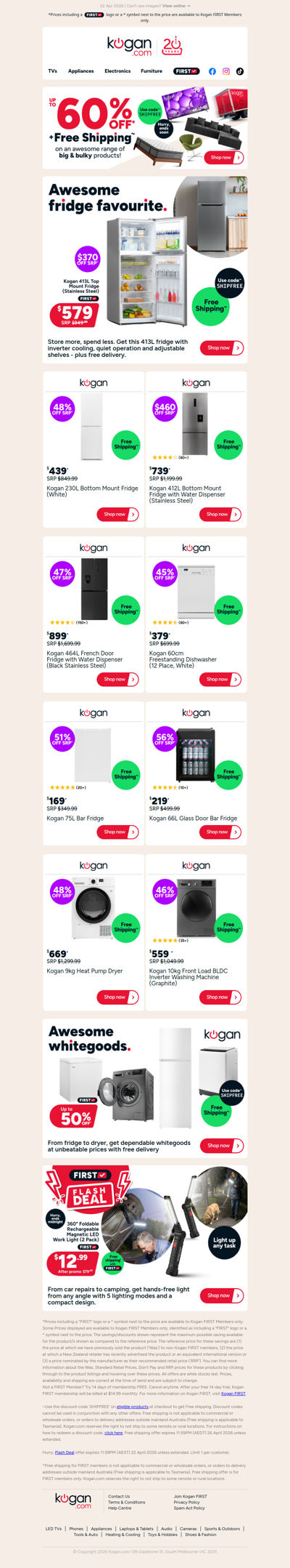 413L Top Mount Fridge NOW $579 + Free Shipping ($370 OFF standard retail price)