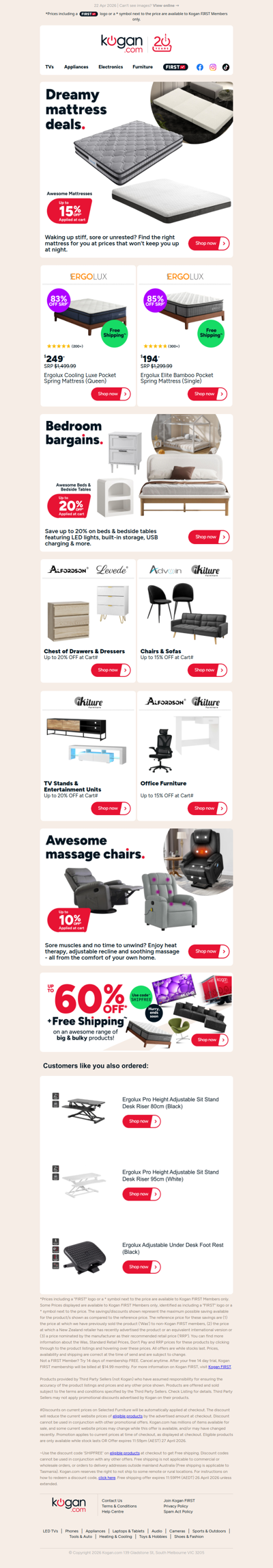 Don’t snooze and take up to 15% OFF awesome mattresses & furniture!