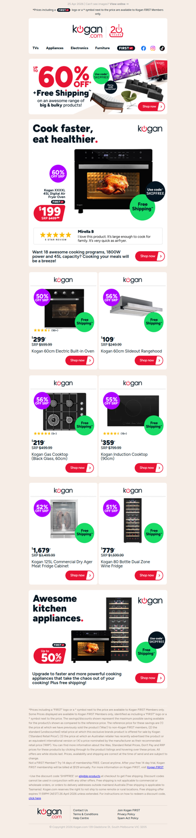 Cheap as Chips ⚡ 45L Air Fryer ONLY $199 + free shipping (60% OFF standard retail price)